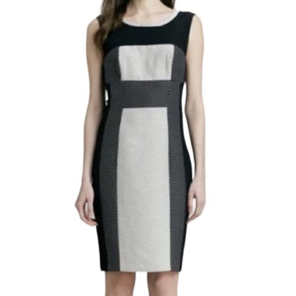 Anthropologie Yoana Baraschi Colorblock Polka Dot Sleeveless Dress Black Tan 10 - Picture 1 of 9